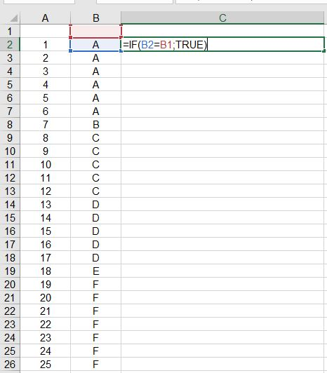 Excel lọc dữ liệu trùng ở các hàng liền kề.png