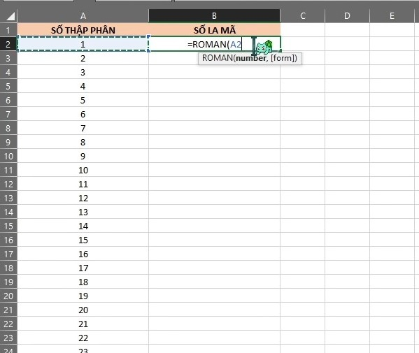 Sử dụng hàm ROMAN để nhập số La Mã chuẩn.png