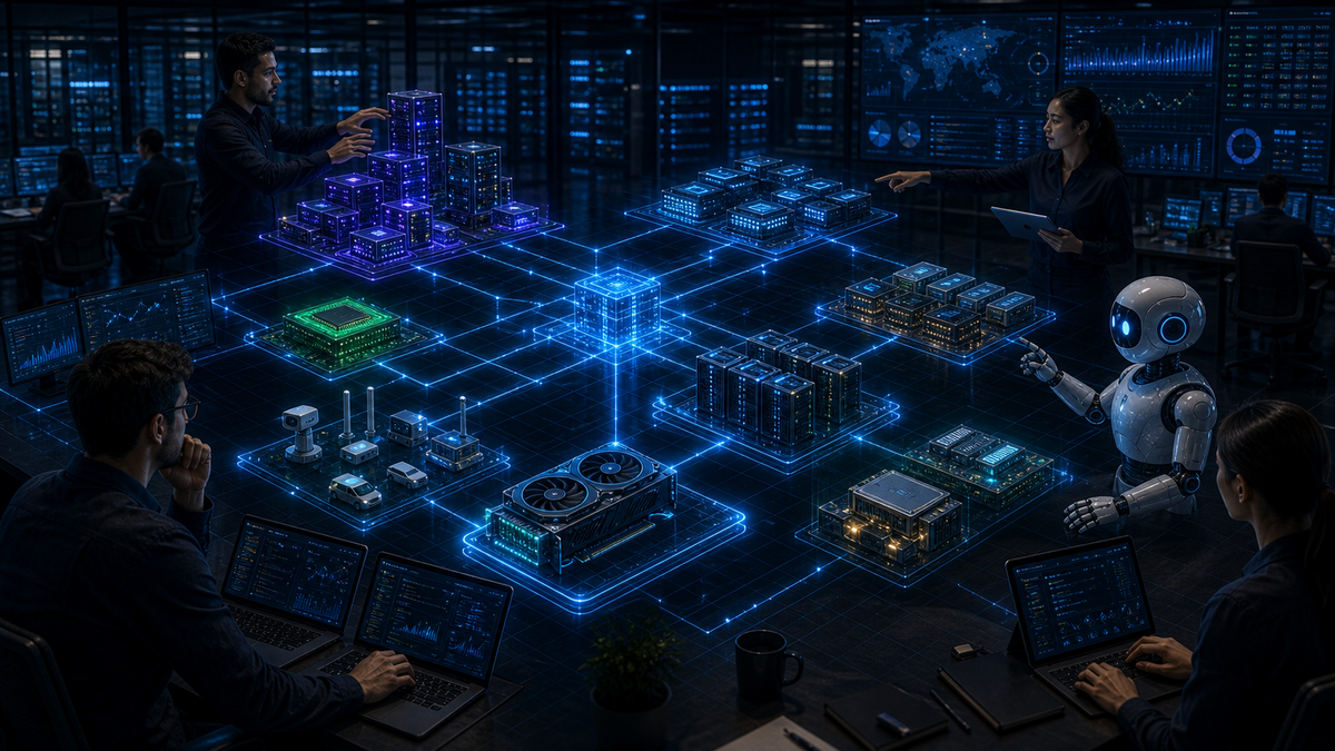 H? t?ng AI ph?n t?n pha tr?n CPU GPU NPU accelerator v? edge device