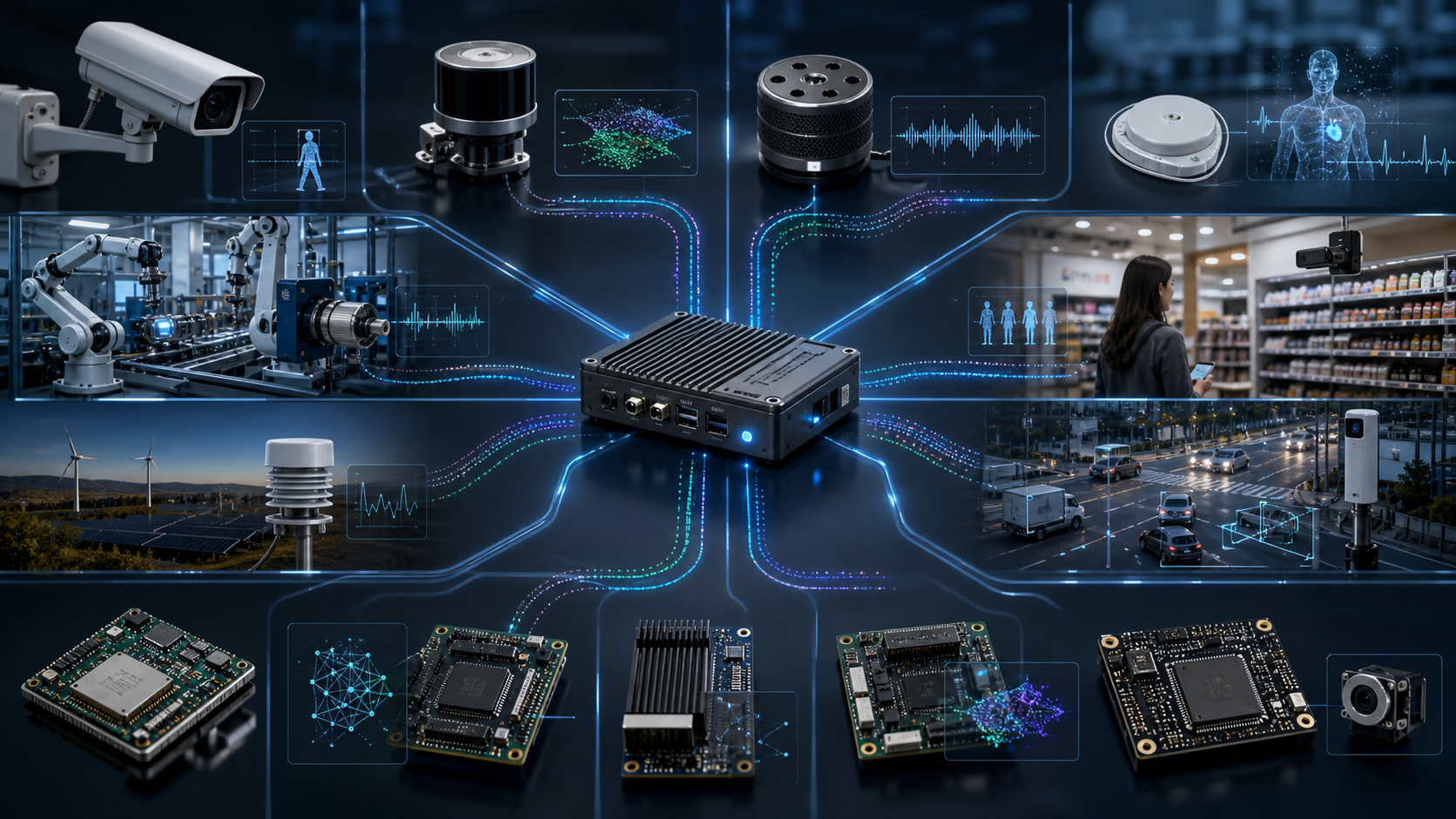 Camera, radar, micro-array, cảm biến sinh học và thiết bị công nghiệp