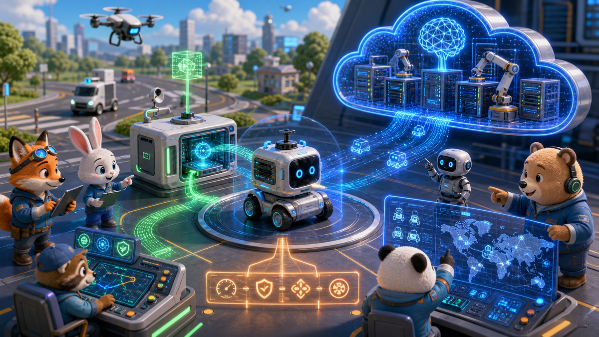 Onboard edge v? cloud compute ph?n chia tr? tu? cho robot t? h?nh